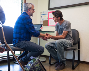 Dr. Bromer with patient at Sebastopol Community Health Center