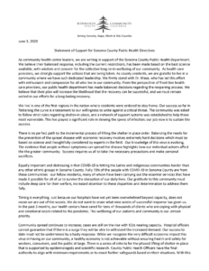 Statement of Support for Sonoma County Public Health Directives