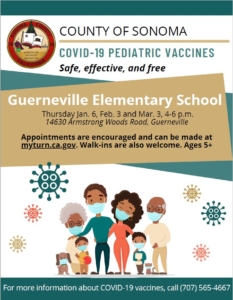 Guerneville School Vaccine clinics JanFebMar2022